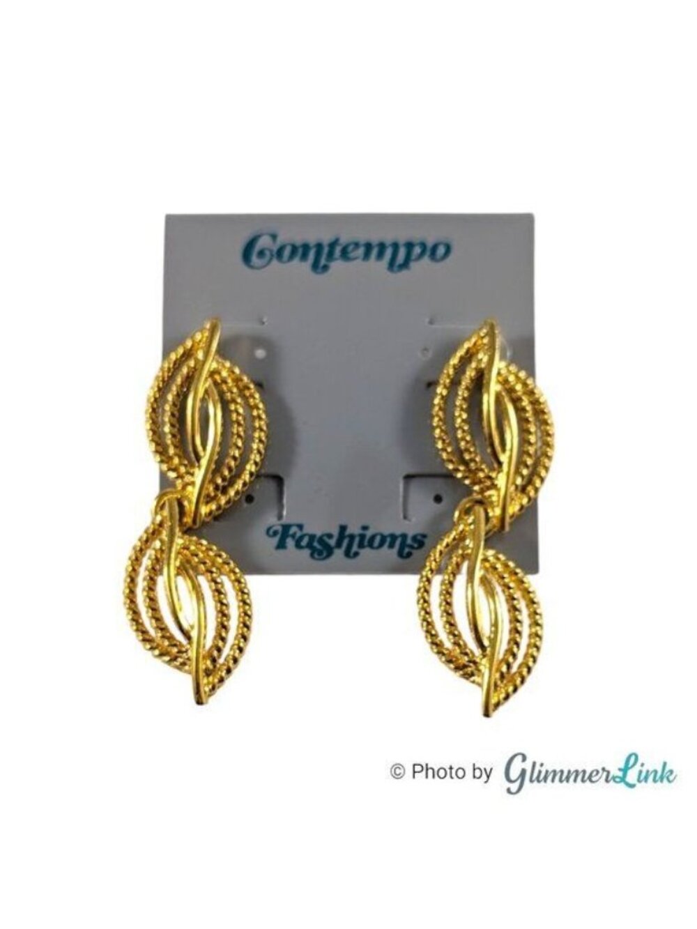 Contempo Hinged Rope Trim Swirl Dangle Gold Tone Pierced Earrings
